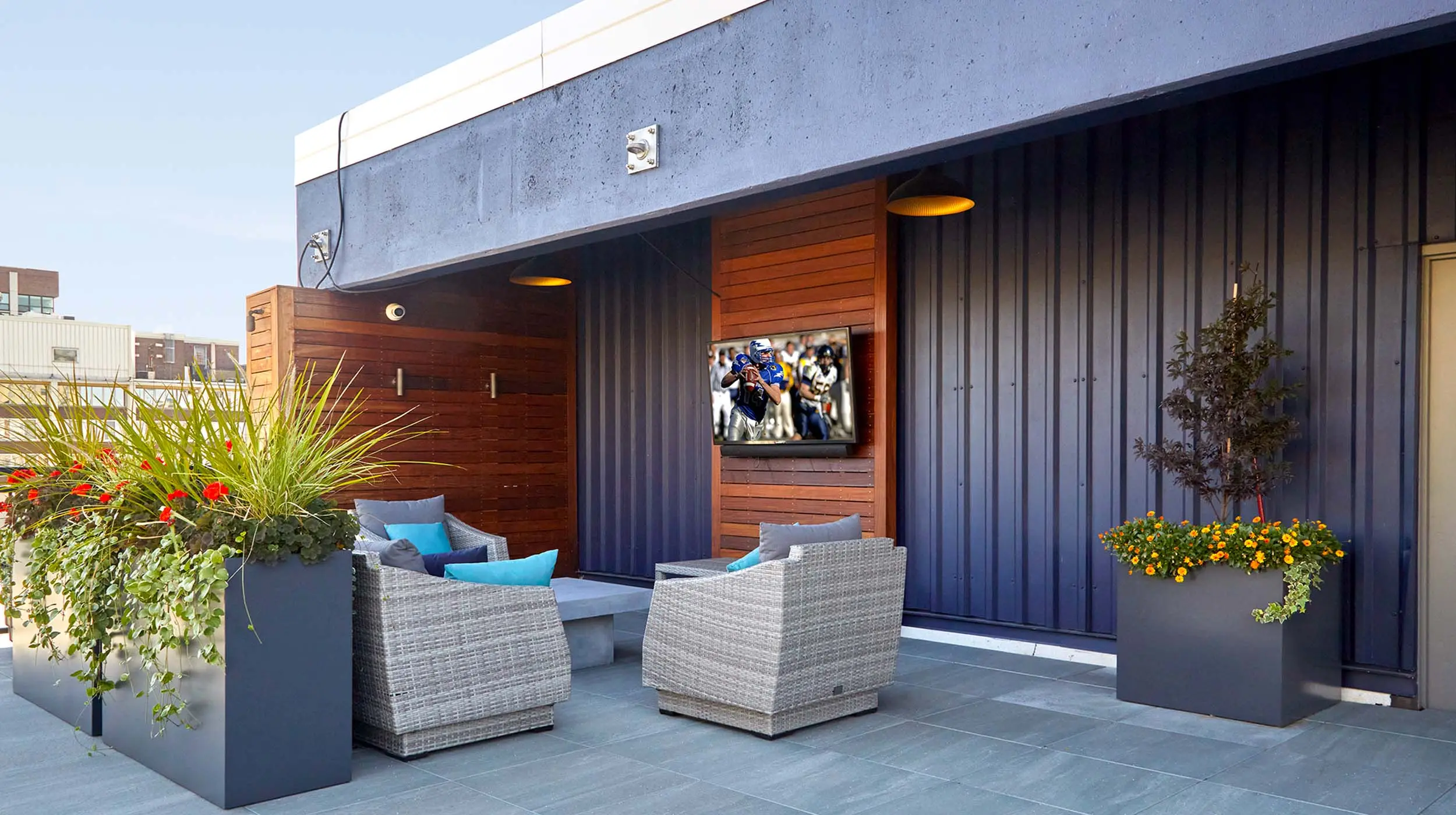 Outdoor audio speakers with integrated lighting