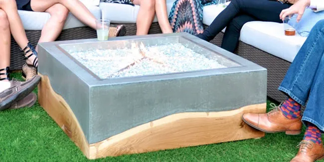 Custom concrete fire pit with modern design